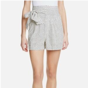 LA VIE REBECCA TAYOR White & Black Corrine Dot Shorts Belted Tie-Waist NWT Small